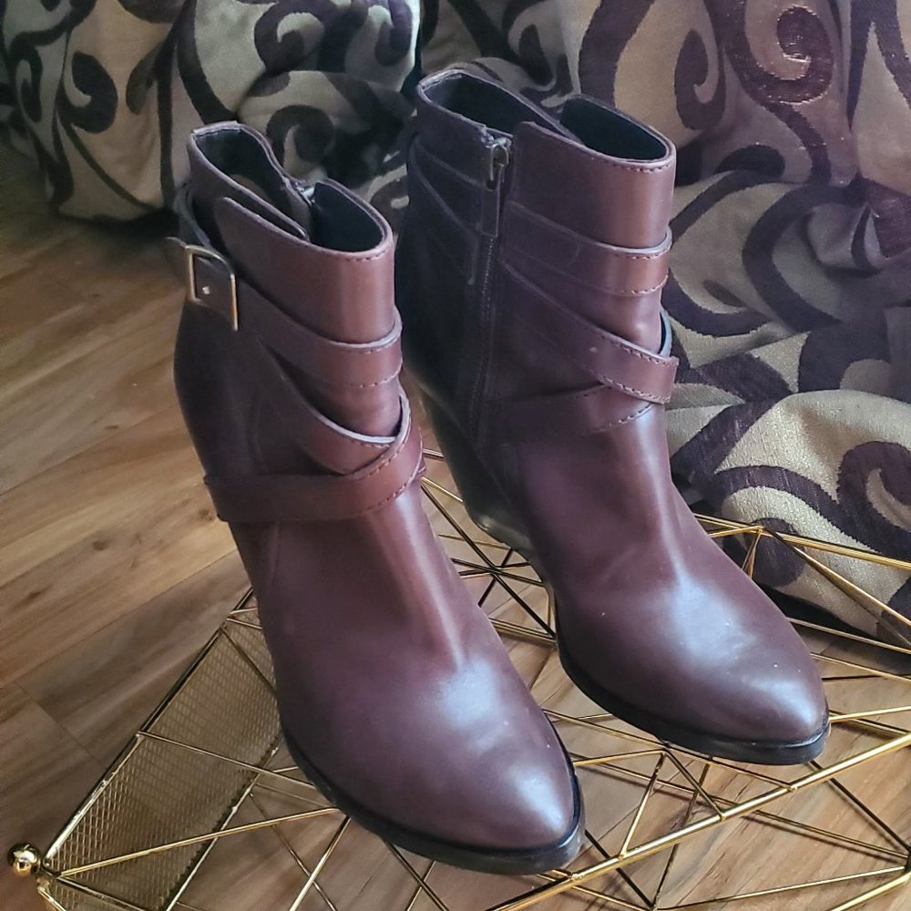 Frye | Brown Leather Wedge Booties